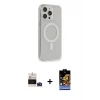 ieg™ iPhone 14 Pro Max Kılıf Pusula Çizgi Koleksiyonu - Siyah Buffer Hayalet Cam Ekran Koruyucu + Bilvis Titan Kamera Lens - DNMR