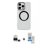 ieg™ iPhone 14 Pro Max Kılıf Pusula Form - Şeffaf Royal Nano Ekran Koruyucu + Bilvis Titan Kamera Lens - DNMR
