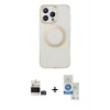 ieg™ iPhone 14 Pro Max Kılıf Pusula Form - Şeffaf Royal Nano Ekran Koruyucu + Bilvis Titan Kamera Lens - DNMR