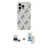 ieg™ iPhone 14 Pro Max Kılıf Pusula Form - Şeffaf Royal Nano Ekran Koruyucu + Bilvis Titan Kamera Lens - DNMR