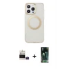 ieg™ iPhone 14 Pro Max Kılıf Pusula Form - Siyah 360 Mat Full Body Arka Koruyucu + Bilvis Titan Kamera Lens - DNMR