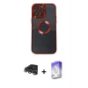 ieg™ iPhone 14 Pro Max Kılıf Pusula Form - Siyah Bilvis 5in1 3D Magic Cam Ekran Koruyucu + Raze Metal Kamera Lens - GS