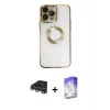 ieg™ iPhone 14 Pro Max Kılıf Pusula Form - Siyah Bilvis 5in1 3D Magic Cam Ekran Koruyucu + Raze Metal Kamera Lens - GS