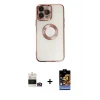ieg™ iPhone 14 Pro Max Kılıf Pusula Form - Siyah Buffer Hayalet Cam Ekran Koruyucu + Bilvis Titan Kamera Lens - GD