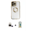 ieg™ iPhone 14 Pro Max Kılıf Pusula Form - Siyah Polymer Nano Ekran Koruyucu + Bilvis Titan Kamera Lens - GS