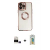 ieg™ iPhone 14 Pro Max Kılıf Pusula Form - Siyah Polymer Nano Ekran Koruyucu + Bilvis Titan Kamera Lens - GS