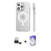 ieg™ iPhone 14 Pro Max Kılıf Pusula Minimal Koleksiyonu - Siyah Bilvis 5in1 3D Magic Cam Ekran Koruyucu + Bilvis Titan Kamera Lens - GS