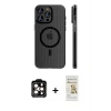ieg™ iPhone 14 Pro Max Kılıf Pusula Minimal Koleksiyonu - Siyah Mat Seramik Nano Ekran Koruyucu + PVD Metal Kamera Lens - TU