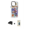 ieg™ iPhone 14 Pro Max Kılıf Siluet Çizgi Koleksiyonu - Siyah 6D Mat Seramik Hayalet Nano Ekran Koruyucu + Raze Metal Kamera Lens - GS