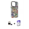 ieg™ iPhone 14 Pro Max Kılıf Siluet Çizgi Koleksiyonu - Siyah Bilvis 5in1 3D Magic Cam Ekran Koruyucu + Bilvis Titan Kamera Lens - DNMR