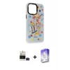 ieg™ iPhone 14 Pro Max Kılıf Siluet Çizgi Koleksiyonu - Siyah Bilvis 5in1 3D Magic Cam Ekran Koruyucu + Bilvis Titan Kamera Lens - DNMR
