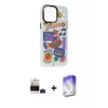 ieg™ iPhone 14 Pro Max Kılıf Siluet Çizgi Koleksiyonu - Siyah Bilvis 5in1 3D Magic Cam Ekran Koruyucu + Bilvis Titan Kamera Lens - DNMR