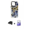 ieg™ iPhone 14 Pro Max Kılıf Siluet Çizgi Koleksiyonu - Siyah Bilvis 5in1 5D Magic Hayalet Cam Ekran Koruyucu + Raze Metal Kamera Lens - GS
