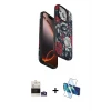 ieg™ iPhone 14 Pro Max Kılıf Siluet Doku - Siyah 3D Antistatik Cam Ekran Koruyucu + Bilvis Titan Kamera Lens - GS