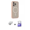 ieg™ iPhone 14 Pro Max Kılıf Siluet Işık Koleksiyonu - Siyah Bilvis 5in1 5D Magic Hayalet Cam Ekran Koruyucu + Band Metal Kamera Lens - GS