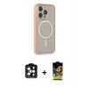 ieg™ iPhone 14 Pro Max Kılıf Siluet Işık Koleksiyonu - Siyah Buffer Cam Ekran Koruyucu + PVD Metal Kamera Lens - TU