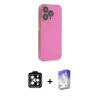 ieg™ iPhone 14 Pro Max Kılıf Siluet Minimal Özel Seri - Siyah Bilvis 5in1 3D Magic Cam Ekran Koruyucu + PVD Metal Kamera Lens - TU