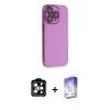 ieg™ iPhone 14 Pro Max Kılıf Siluet Minimal Özel Seri - Siyah Bilvis 5in1 3D Magic Cam Ekran Koruyucu + PVD Metal Kamera Lens - TU