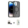 ieg™ iPhone 14 Pro Max Kılıf Siluet Minimal Prime - Şeffaf Pasifik Cam Ekran Koruyucu + Bilvis Titan Kamera Lens - GS