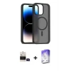ieg™ iPhone 14 Pro Max Kılıf Siluet Minimal Prime - Siyah Bilvis 5in1 3D Magic Cam Ekran Koruyucu + Bilvis Titan Kamera Lens - SH
