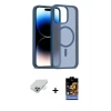 ieg™ iPhone 14 Pro Max Kılıf Siluet Minimal Prime - Siyah Buffer Hayalet Cam Ekran Koruyucu + Band Metal Kamera Lens - GD