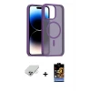 ieg™ iPhone 14 Pro Max Kılıf Siluet Minimal Prime - Siyah Buffer Hayalet Cam Ekran Koruyucu + Band Metal Kamera Lens - GD