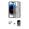 ieg™ iPhone 14 Pro Max Kılıf Siluet Minimal Prime - Siyah Buffer Hayalet Cam Ekran Koruyucu + Band Metal Kamera Lens - GD