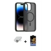 ieg™ iPhone 14 Pro Max Kılıf Siluet Minimal Prime - Siyah Buffer Hayalet Cam Ekran Koruyucu + Band Metal Kamera Lens - GD