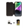 ieg™ iPhone 14 Pro Max Kılıf Siluet Minimal Serisi - Siyah Buffer Cam Ekran Koruyucu + Bilvis Titan Kamera Lens - GD