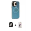 ieg™ iPhone 14 Pro Max Kılıf Siluet Modern Koleksiyonu - Siyah Bilvis 3D Mat Cam Ekran Koruyucu + PVD Metal Kamera Lens - TU