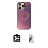 ieg™ iPhone 14 Pro Max Kılıf Siluet Modern Koleksiyonu - Siyah Bilvis 3D Mat Cam Ekran Koruyucu + PVD Metal Kamera Lens - TU