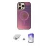ieg™ iPhone 14 Pro Max Kılıf Siluet Modern Koleksiyonu - Siyah Bilvis 5in1 3D Magic Cam Ekran Koruyucu + Band Metal Kamera Lens - GS