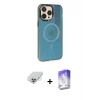 ieg™ iPhone 14 Pro Max Kılıf Siluet Modern Koleksiyonu - Siyah Bilvis 5in1 3D Magic Cam Ekran Koruyucu + Band Metal Kamera Lens - GS