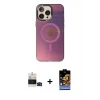 ieg™ iPhone 14 Pro Max Kılıf Siluet Modern Koleksiyonu - Siyah Buffer Hayalet Cam Ekran Koruyucu + Bilvis Titan Kamera Lens - SH
