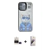 ieg™ iPhone 14 Pro Max Kılıf Siluet Modern Özel Seri - Siyah Bilvis 3D Mat Cam Ekran Koruyucu + Bilvis Titan Kamera Lens - SH