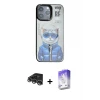 ieg™ iPhone 14 Pro Max Kılıf Siluet Modern Özel Seri - Siyah Bilvis 5in1 3D Magic Cam Ekran Koruyucu + Raze Metal Kamera Lens - GS