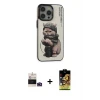 ieg™ iPhone 14 Pro Max Kılıf Siluet Modern Özel Seri - Siyah Buffer Cam Ekran Koruyucu + Bilvis Titan Kamera Lens - DNMR