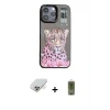 ieg™ iPhone 14 Pro Max Kılıf Siluet Modern Özel Seri - Siyah Joko Magic 5D Hayalet Cam + Band Metal Kamera Lens - GD