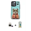 ieg™ iPhone 14 Pro Max Kılıf Siluet Modern Özel Seri - Siyah Polymer Nano Ekran Koruyucu + Bilvis Titan Kamera Lens - GD