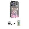 ieg™ iPhone 14 Pro Max Kılıf Siluet Modern Özel Seri - Siyah Polymer Nano Ekran Koruyucu + Bilvis Titan Kamera Lens - GD