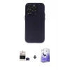 ieg™ iPhone 14 Pro Max Kılıf Ufuk Minimal Özel Seri - Siyah Bilvis 5in1 5D Magic Hayalet Cam Ekran Koruyucu + Bilvis Titan Kamera Lens - DNMR