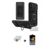 ieg™ iPhone 14 Pro Max Kılıf Vadi Form Prime - Siyah Buffer Hayalet Cam Ekran Koruyucu + Band Metal Kamera Lens - GD