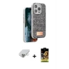 ieg™ iPhone 14 Pro Max Kılıf Vadi Klasik Serisi - Siyah Buffer Cam Ekran Koruyucu + Band Metal Kamera Lens - GD