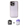 ieg™ iPhone 14 Pro Max Kılıf Vadi Minimal - Siyah Bilvis 5in1 3D Magic Cam Ekran Koruyucu + PVD Metal Kamera Lens - TU