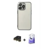ieg™ iPhone 14 Pro Max Kılıf Vadi Minimal - Siyah Bilvis 5in1 5D Magic Hayalet Cam Ekran Koruyucu + Raze Metal Kamera Lens - GD