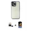 ieg™ iPhone 14 Pro Max Kılıf Vadi Minimal - Siyah Buffer Hayalet Cam Ekran Koruyucu + Bilvis Titan Kamera Lens - DNMR