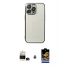 ieg™ iPhone 14 Pro Max Kılıf Vadi Minimal - Siyah Buffer Hayalet Cam Ekran Koruyucu + Bilvis Titan Kamera Lens - DNMR