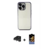 ieg™ iPhone 14 Pro Max Kılıf Vadi Minimal - Siyah Buffer Hayalet Cam Ekran Koruyucu + Raze Metal Kamera Lens - GS