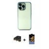 ieg™ iPhone 14 Pro Max Kılıf Vadi Minimal - Siyah Buffer Hayalet Cam Ekran Koruyucu + Raze Metal Kamera Lens - GD