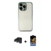 ieg™ iPhone 14 Pro Max Kılıf Vadi Minimal - Siyah Buffer Hayalet Cam Ekran Koruyucu + Raze Metal Kamera Lens - GS